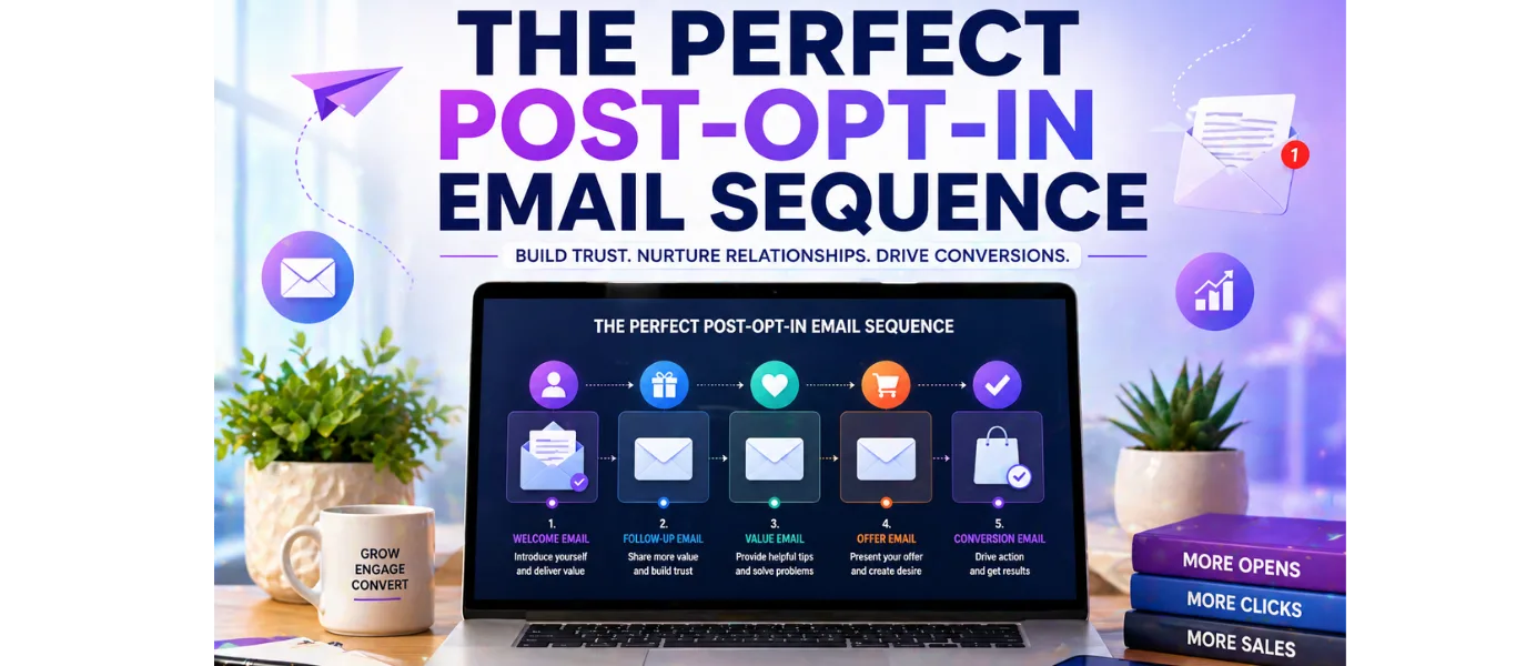post opt in email sequence flow showing welcome email follow up emails and conversion stages on ecommerce dashboard